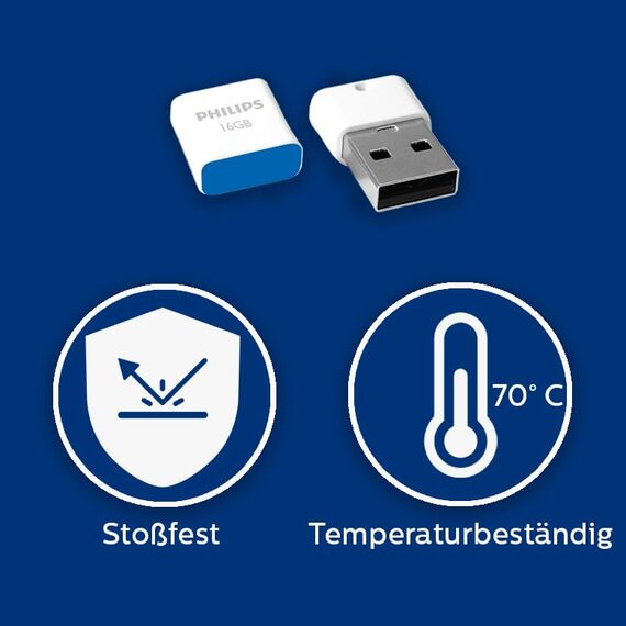 Philips Pico 2.0 Mini USB Stick 16GB Kompakter Speicherstick 16 GB Ideal für Benutzung im Auto USB-Flashlaufwerk FM16FD85B/10