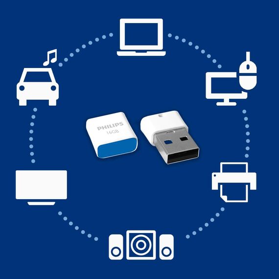 Philips Pico 2.0 Mini USB Stick 16GB Kompakter Speicherstick 16 GB Ideal für Benutzung im Auto USB-Flashlaufwerk FM16FD85B/10