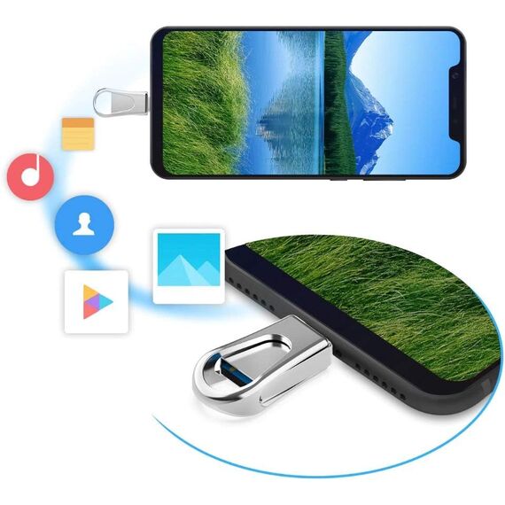 Vansuny 2 Stück USB C Stick 64GB Mini USB Stick 3.0 2-IN-1 OTG Flash Laufwerk Dual USB C Speicherstick 64gb Metall Wasserdicht für iPhone 15 Smartphone Android Windows Mac OS, Silber