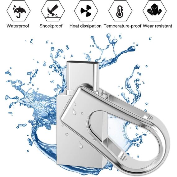 Vansuny 2 Stück USB C Stick 64GB Mini USB Stick 3.0 2-IN-1 OTG Flash Laufwerk Dual USB C Speicherstick 64gb Metall Wasserdicht für iPhone 15 Smartphone Android Windows Mac OS, Silber