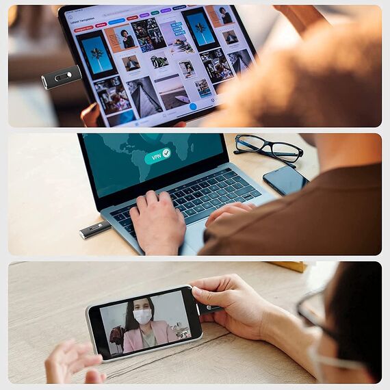 USB Stick 128GB Vansuny Dual USB C Stick 3.2 128 GB Speicherstick 3.2 (380 MB/s Lesen) Ultraschnelle USB Flash Drive 128gb für iPhone 15/ Smartphone/Tablet/PC/TV/Laptop (Schwarz, 128 GB)