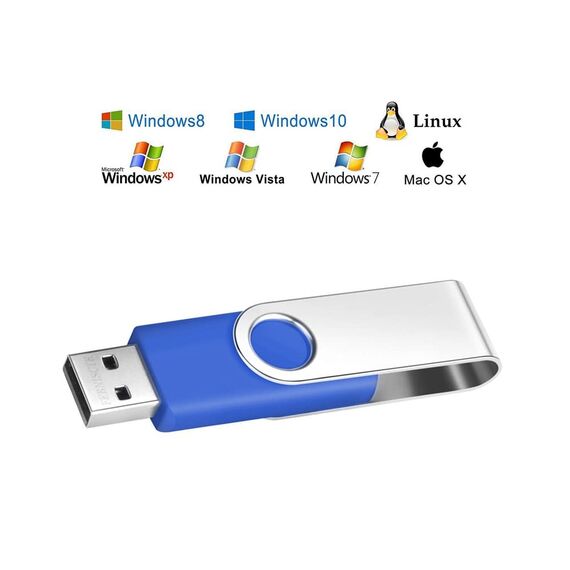 FEBNISCTE USB Sticks 16GB 10 Stück Speichersticks -Einklappbarer 16 GB Memory Stick 10er Pack Flash Drives Daten-Speicherung - Blau Pendrive Schwenker USB-Flash-Laufwerk mit Seil für Geschenk