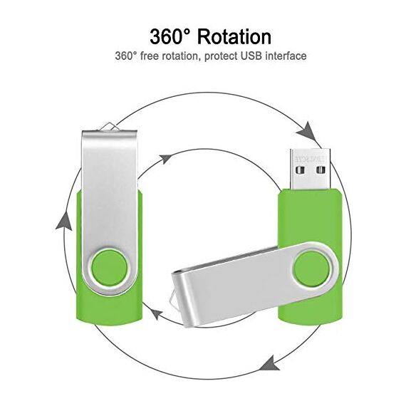 FEBNISCTE USB Flash Laufwerk 4GB 10 Stück USB Sticks Datenspeicher Grün Speicherstick 4 GB Pen Drive Tragbar Memory Stick Einklappbare Flash Drives für Werbegeschenke mit Seil