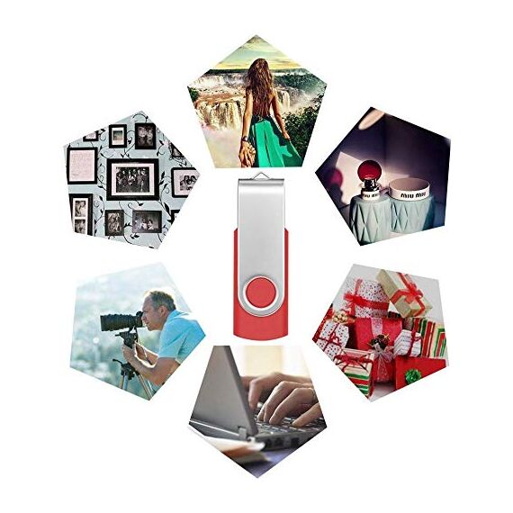 FEBNISCTE 10 Stück Speichersticks 8GB USB-Stick Einklappbar USB 2.0 Memory Sticks 8 GB Flash Drive Rote Datenablage mit Seil Pendrive Tragbar USB Flash Laufwerk Abschlussgeschenk für Schüler