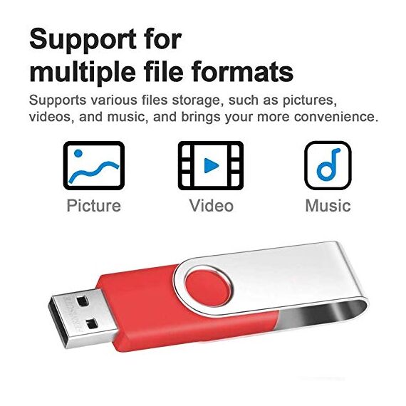 FEBNISCTE 10 Stück Speichersticks 8GB USB-Stick Einklappbar USB 2.0 Memory Sticks 8 GB Flash Drive Rote Datenablage mit Seil Pendrive Tragbar USB Flash Laufwerk Abschlussgeschenk für Schüler