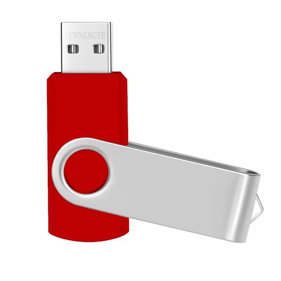 FEBNISCTE USB Stick 1GB 10 Stück Speichersticks - Einklappbare 1 GB USB 2.0 Memory Sticks 10er Pack Flash Laufwerk Datenspeicher - Pendrive Tragbar USB Flash Drive Hellrot mit Seil für Geschenk