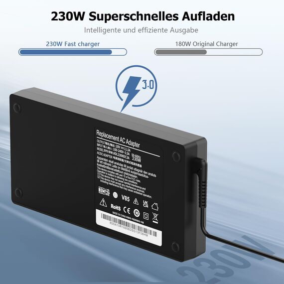 230W Laptop Ladekabel Netzteil für Lenovo Legion 5 7 5P C7 S7 Y540 Y545 Y740 Y730 Y900 Y910 Y920 Y7000 Thinkpad P73 P71 P72 P70 P51 P52 P53 ADL230NDC3A ADL230NLC3A 20V 11,5A USB Ladegerät
