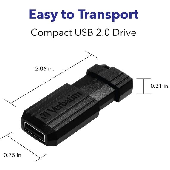Verbatim Pinstripe USB-Stick 8GB I USB 2.0 I USB Speicherstick I für Laptop Notebook Ultrabook TV Autoradio I USB 2.0 Stick I Datenstick mit Schiebemechanismus I Schwarz