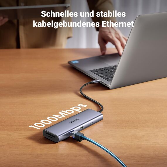 UGREEN USB C Docking Station with 4K 60Hz HDMI, 2 USB C 3.0, USB A 3.0, PD100W, Ethernet，SD/TF compatible with MacBook, iPad, Surface Pro/Go