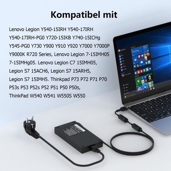 230W Laptop Ladekabel Netzteil für Lenovo Legion 5 7 5P C7 S7 Y540 Y545 Y740 Y730 Y900 Y910 Y920 Y7000 Thinkpad P73 P71 P72 P70 P51 P52 P53 ADL230NDC3A ADL230NLC3A 20V 11,5A USB Ladegerät