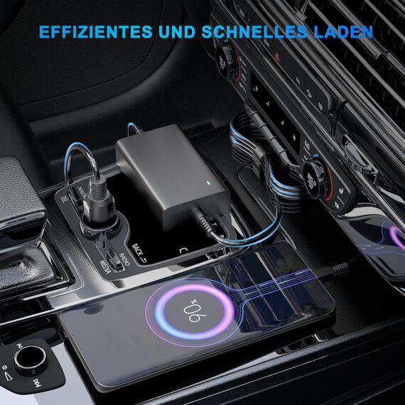 12V/24V 100W Auto Laptop Ladegerät USB C Kompatibel mit MacBook Lenovo Thinkpad Dell Latitude HP Chromebook Asus Acer Huawei Xiaomi Air Samsung und Allen Typ-C-Geräten 100 Watt Typ C KFZ Netzteil