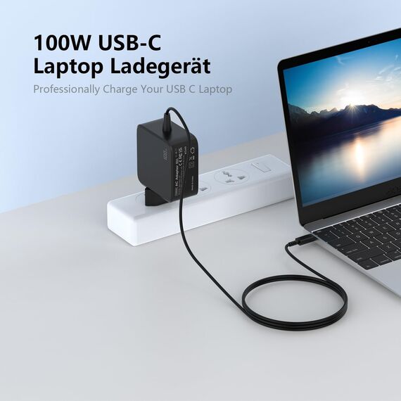 100W USB C Netzteil Laptop Ladegerät Kompatibel für Mac Book Pro 16/15/14/13 Zoll, 2021/2020/2019/2018, Mac Book Air 13 Zoll, iPad Pro, Lenovo,DELL, HP, ASUS und alle USB-C-Geräte Type C Power Adapter