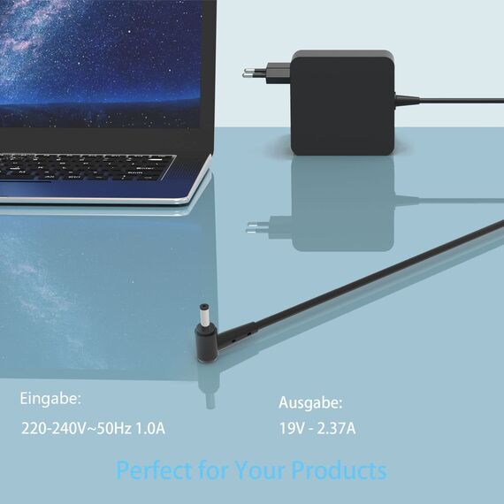 Hafiuege Ersatz Asus Netzteil 45W 19V 2.37A Laptop Ladekabel kompatibel mit Asus Zenbook UX303U UX305 UX410U UX430 VivoBook Transformer Book F553M S200 Chromebook C200 C300 Ladegerät 4.0 * 1.35mm