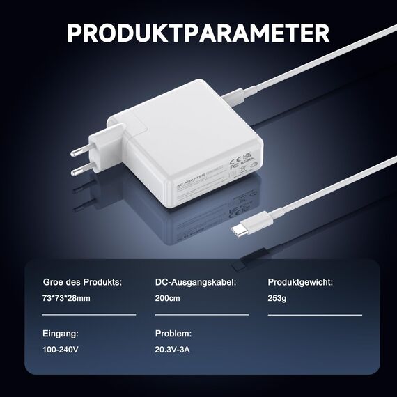 61W USB C Ladegerät Kompatibel Mit MacBook Air/Pro 16/15/14/13 Zoll, Mac Book Air 2020/2019/2018, iPad Pr o 12,9/11 Zoll, Kompatibel Mit Lenovo, Fast USB Po, USB C Netzteil