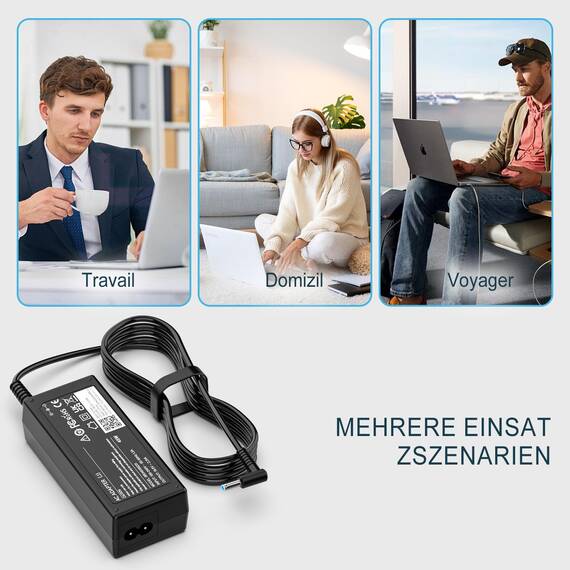 Ladegerät HP Laptop Netzteil 45 W 19.5V 2.31A Kompatibel mit HP Stream, Pavilion, Elitebook 830 840 850, Probook 430 440 450, 240 250 Notebook Ladekabel 4.5 * 3.0mm