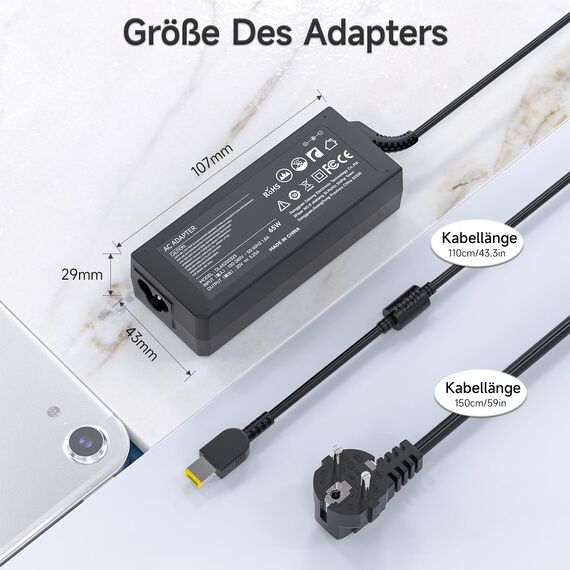 BIUBOTY 65W/45W Ladegerät Laptop für Lenovo ThinkPad T440 T450 T460 T470 T480 X240 X250 X260 X270 L450 L460 L470 E450 E460 E470, Slim Tip Laptop Netzteil