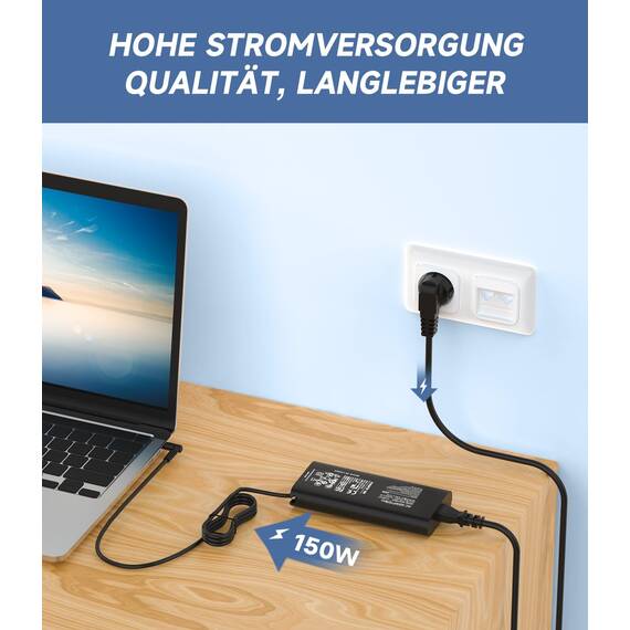 shefor 150W Laptop Ladekabel Netzteil Kompatibel mit HP Omen 15 17 Pavilion Gaming 15 17 ZBook Studio G3 G4 G5 G6 G7 G8 Power G7 G8 Fury 15 17 G7 G8 TPN-CA11 TPN-DA09 L32661-001 Ladegerät 19,5V 7,7A