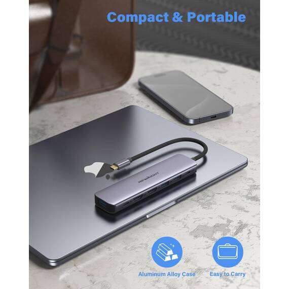 Adapter USB C auf Dual Hdmi, Newmight 7 in 1 USB C Docking Station Dual Monitor mit 2 HDMI, 3 USB3.0, 100 W PD, USB C 3.0 Ports, kompatibel mit Dell, HP, iPhone 15 Serie