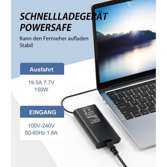 shefor 150W Laptop Ladekabel Netzteil Kompatibel mit HP Omen 15 17 Pavilion Gaming 15 17 ZBook Studio G3 G4 G5 G6 G7 G8 Power G7 G8 Fury 15 17 G7 G8 TPN-CA11 TPN-DA09 L32661-001 Ladegerät 19,5V 7,7A