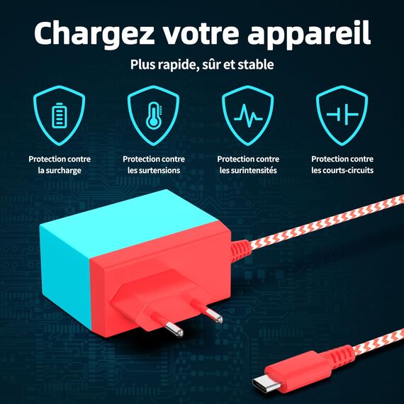 39W Netzteil 15V 2.6A Schnelllades Ladegerät für Switch/Switch Lite/Switch Dock/Switch OLED/Switch Pro Controller Unterstützt TV-Modus Ladekabel USB C/Typ C