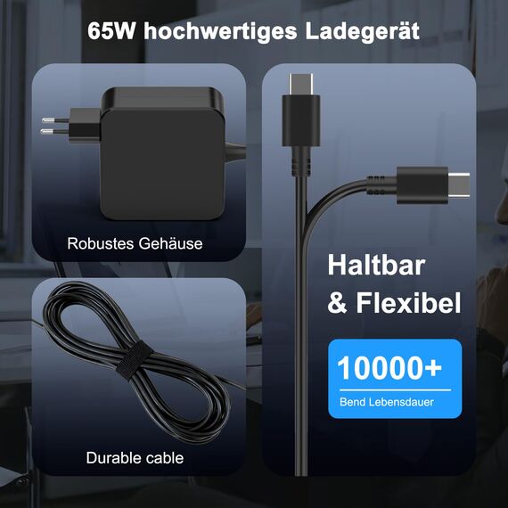 Etssembo 65 W USB C Netzteil Typ C Adapter Laptop Ladegerät für Lenovo ThinkPad, HP, ASUS, Acer, Dell, Huawei Matebook Pro, Xiaomi Air, MacBook Pro, Chrombook und andere Laptop-Typ-C-Ladegeräte