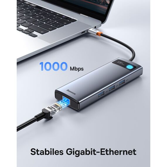 Baseus 9 in 1 Docking Station USB C 4K@120Hz, 2 HDMI dual monitore USB C Hub, 1000Mbp Ethernet, 100W PD,TF/SD Kartenleser, USB 3.0, Multiport Adapter für MacBook/Dell/HP/Surface/Lenovo & Mehr PC
