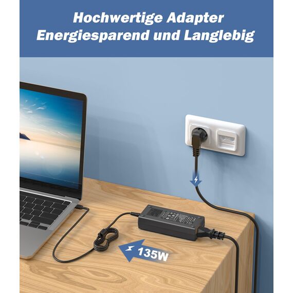 shefor 135W Laptop Netzteil Ladekabel Kompatible mit Lenovo ADL135NDC3A ADL135NLC3A ADL135NCC3A Ideapad Gaming 3 Y50-70 Y40-70 Y700 ThinkPad T440p T540p W550 W540 Legion Y50 Y520 Y530 Y7000 Ladegerät