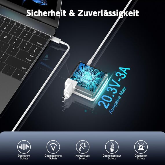 61W USB C Ladegerät Kompatibel Mit MacBook Air/Pro 16/15/14/13 Zoll, Mac Book Air 2020/2019/2018, iPad Pr o 12,9/11 Zoll, Kompatibel Mit Lenovo, Fast USB Po, USB C Netzteil