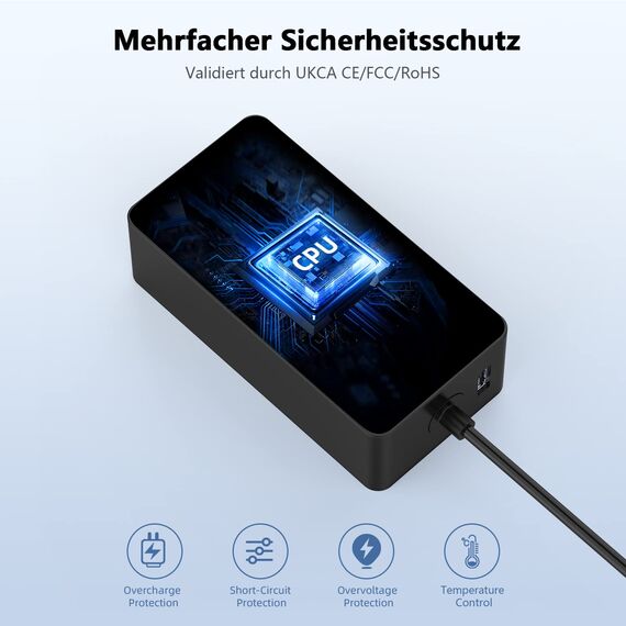 Surface Ladekabel 65W Ladegerät Kompatibel mit Microsoft Surface Pro 11/10/9/8/7/Pro 7+/6/5/4/3/X, Sur-face Laptop 7/6/5/4/3/2, Go 4/3/2, Book 3/2/1 Windows Surface Adapter mit USB-Port
