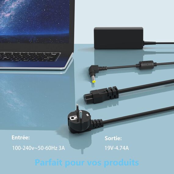 90 W Ladegerät 19 V 4,74 A Notebook Medion Toshiba Lenovo ASUS AC Adapter geeignet für Asus ZenBook Toshiba Satellite Medion Ladegerät Laptop Universal Anschluss: 5,5 x 2,5 mm C0030-C
