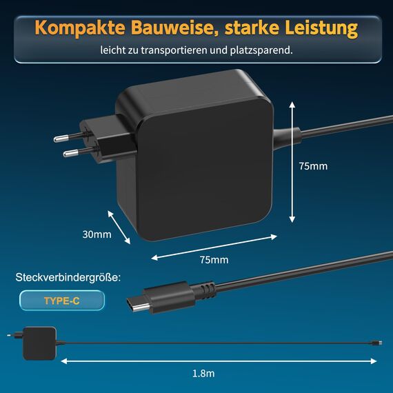 BIUBOTY 65W USB C Netzteil für Asus ZenBook UX325 UX425 VivoBook S13 S14 S15 S433 S533 ExpertBook B9400 B1402 Chromebook C434 C523 HP EliteBook Lenovo ThinkPad Yoga Dell XPS MacBook Air Pro Ladegerät