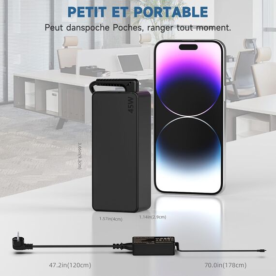 shefor Chromebook Ladekabel Schnelles 45W USB C Laptop Ladekabel Kompatibel mit HP Chromebook X360 Lenovo Yoga Thinkpad Acer Dell Latitude Asus Samsung Google Pixel Huawei Matebook Laptop Ladegerät