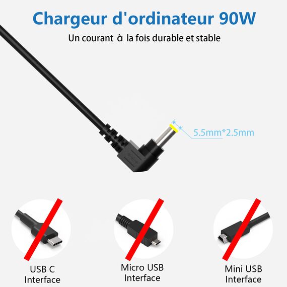 90 W Ladegerät 19 V 4,74 A Notebook Medion Toshiba Lenovo ASUS AC Adapter geeignet für Asus ZenBook Toshiba Satellite Medion Ladegerät Laptop Universal Anschluss: 5,5 x 2,5 mm C0030-C