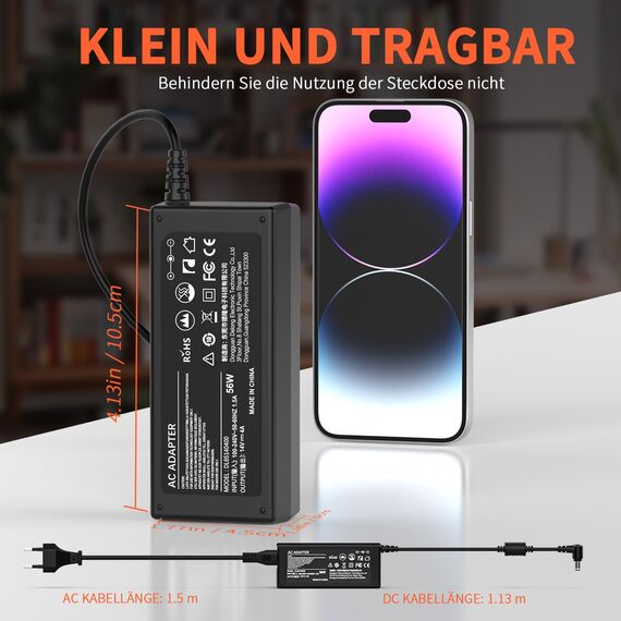 shefor 14V 4A Ladegerät Kompatibel mit Samsung Monitor U28E590D S22D300HY S27D390H S27D390H S24D390HL S24B150BL S22C300H SAD04914F S24D300 SyncMaster LCD/TFT 770 760V 1501MP TV Ladekabel Stromkabel