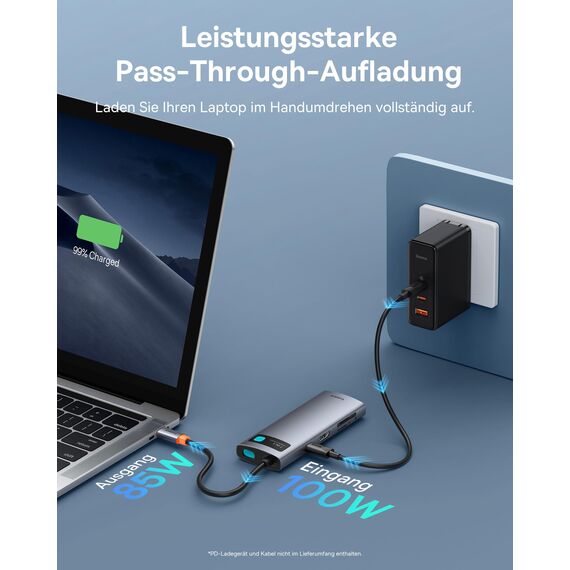 Baseus USB C Hub 7 in 1 Adapter mit 100W PD, 4K@60Hz HDMI, 3 USB-A 3.0 5Gbps, SD/TF Kartenleser, Docking Station für iPhone 15, Laptop MacBook/Surface Pro/iPad/Steam Deck/Rog Ally/Samsung usw