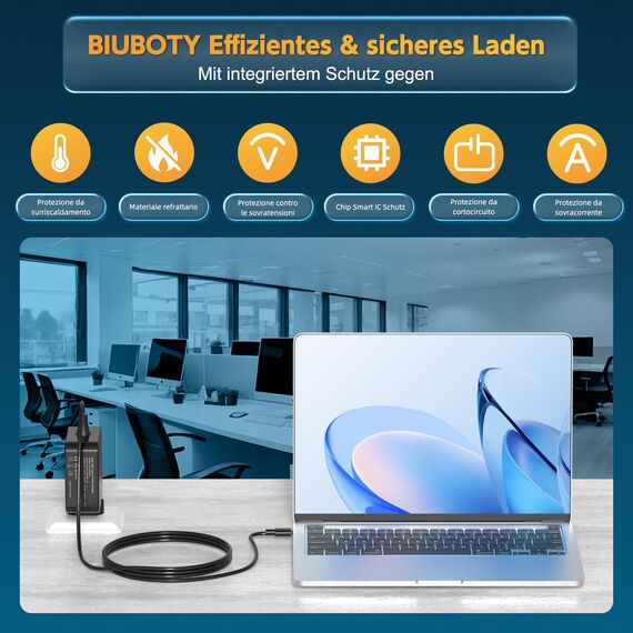 BIUBOTY 65W USB C Netzteil für Asus ZenBook UX325 UX425 VivoBook S13 S14 S15 S433 S533 ExpertBook B9400 B1402 Chromebook C434 C523 HP EliteBook Lenovo ThinkPad Yoga Dell XPS MacBook Air Pro Ladegerät