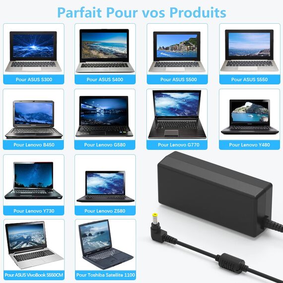 90 W Ladegerät 19 V 4,74 A Notebook Medion Toshiba Lenovo ASUS AC Adapter geeignet für Asus ZenBook Toshiba Satellite Medion Ladegerät Laptop Universal Anschluss: 5,5 x 2,5 mm C0030-C