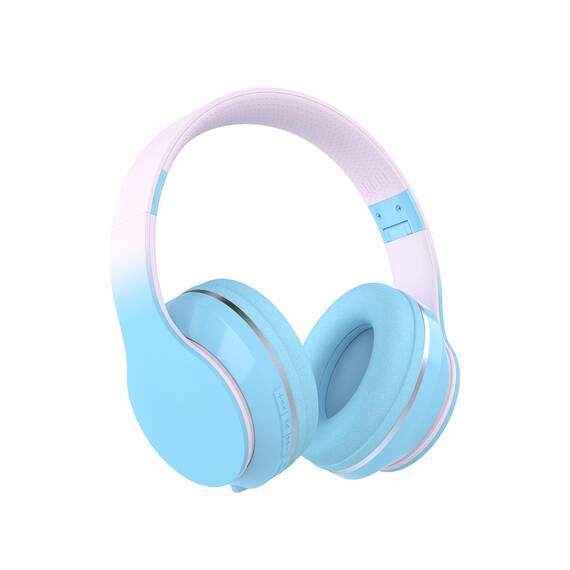 Xunpuls Bluetooth Kinder Kopfhörer, Kinder Kopfhörer kabellos Over-Ear, Lautstärkeregler, Verstellbares Stirnband, Faltbar, Kabellose und Kabel, eingebautes Mikrofon für Handy, Tablet,PC,TV (Blau)