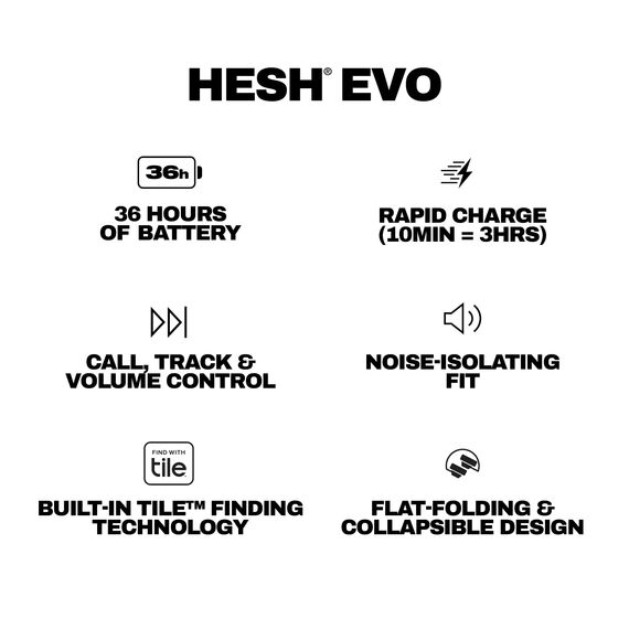 Skullcandy Hesh Evo Over-Ear Wireless-Kopfhörer, 36 Std. Akkulaufzeit, Mikro, kompatibel mit iPhone, Android und Bluetooth-Geräten - Schwarz