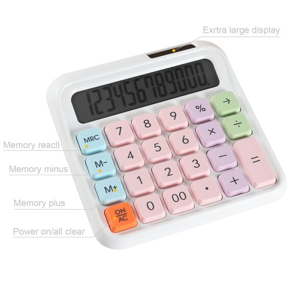 HIHUHEN Taschenrechner, Geschäft Standard-Taschenrechner Dual-Power (Solar und Batterie) Tischrechner (HY-2688)