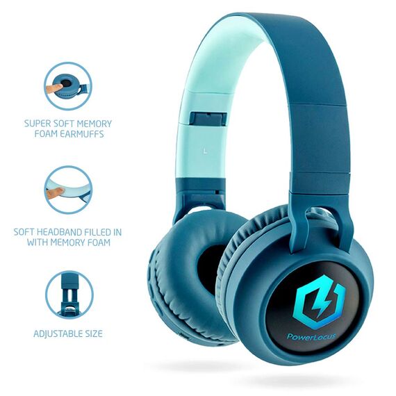 PowerLocus Kinderkopfhörer Bluetooth, Kinder Kopfhörer Over-Ear mit 85db Lautstärkebegrenzung LED-licht Faltbare HD Stereo, Kabellose und Kabel, eingebautes Mikrofon für Handy, Tablet,PC,TV