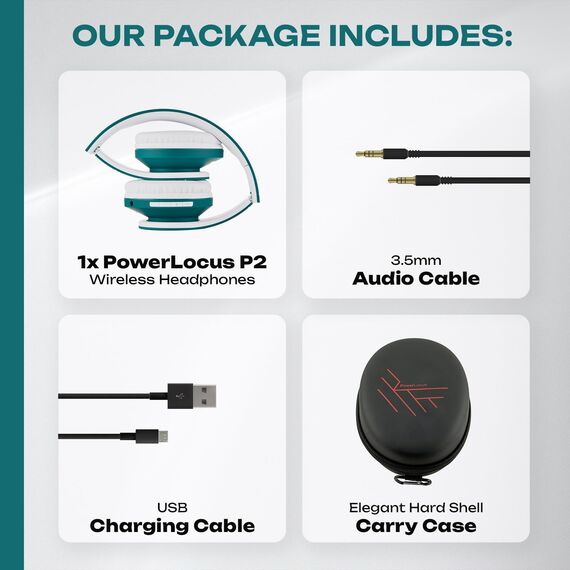 PowerLocus Bluetooth Over-Ear Kopfhörer, Stereo Faltbare Kabellose und Kabel-Kopfhörer mit Integriertem Mikrofon, Micro SD/TF, FM für Handys/iPad/Laptops & PC (Blau)