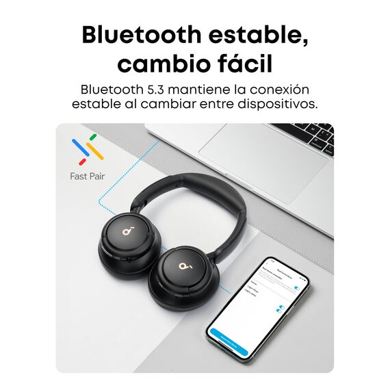soundcore by Anker Life Q30 Bluetooth Kopfhörer, Hybrid Active Geräuschisolierung, Hi-Res Sound, EQ in App, 40h Akku, bequemer Halt, Verbindung von 2 Geräten(Schwarz)(Generalüberholt)