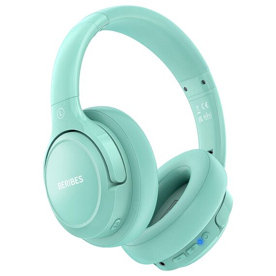 BERIBES Bluetooth Kopfhörer Over Ear, 65 Std Kopfhörer Kabellos Bluetooth mit 6 EQ-Modi, HiFi Stereo, Eingebautes Mikrofon, Faltbares Wireless Headphones für Handys/iPad/Laptops/PC (Grün)