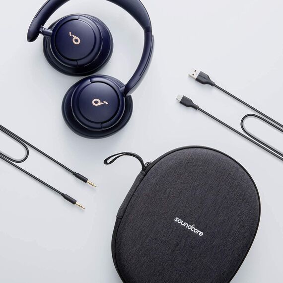 soundcore by Anker Q30 Bluetooth Kopfhörer, Hybrid Active Geräuschisolierung,Hi-Res Sound, EQ in App, 40h Akku, bequemer Halt, Verbindung von 2 Geräten (blau)(Generalüberholt)