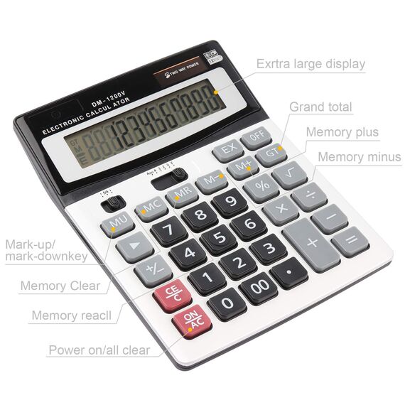 HIHUHEN Taschenrechner, Geschäft Standard-Taschenrechner Dual-Power (Solar und Batterie) Tischrechner (1 x Calculator)