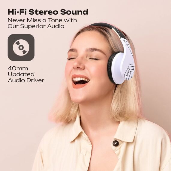 PowerLocus Bluetooth Over-Ear Kopfhörer, Kabellos Stereo Faltbare Kopfhörer Kabellose und Kabel-Kopfhörer mit Integriertem Mikrofon, Micro SD/TF, FM für Handys/iPad/Laptops & PC (Schwarz/weiß)