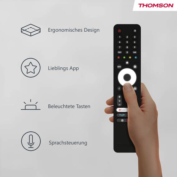Thomson 32 Zoll (80 cm) LED HD Smart Android TV, Google Assistant, Wi-Fi, Dolby Digital, Bluetooth, Triple-Tuner (Kabel/Satellit/Antenn), HDMI, CI+, A+ Panel- 32HA2S13