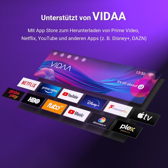 TuTu TUV25FQ1B Fernseher 25 Zoll (64 cm), Full HD Smart TV mit WLAN, Triple Tuner (DVB-T/T2, DVB-C, DVB-S/S2), App Store, AirPlay, HDMI, USB