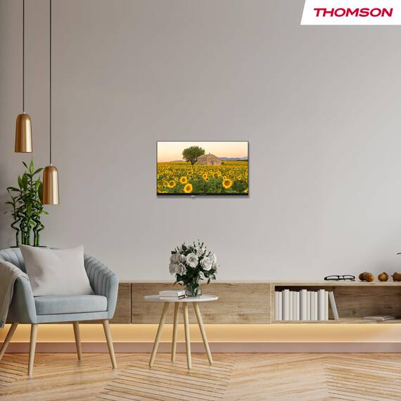 Thomson 32 Zoll (80 cm) LED HD Smart Android TV, Google Assistant, Wi-Fi, Dolby Digital, Bluetooth, Triple-Tuner (Kabel/Satellit/Antenn), HDMI, CI+, A+ Panel- 32HA2S13
